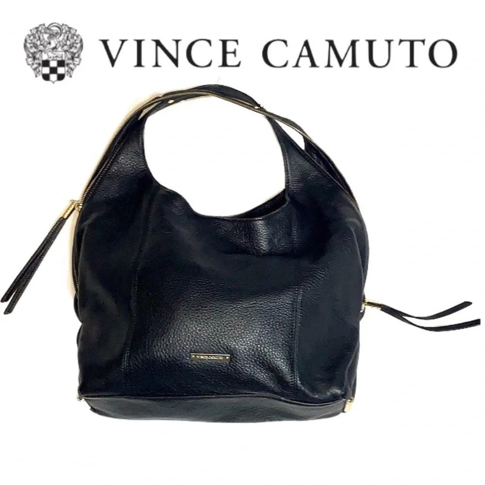 Vince Camuto Zoe Convertible Split Strap Pebble Leather Tassel Hobo Purse